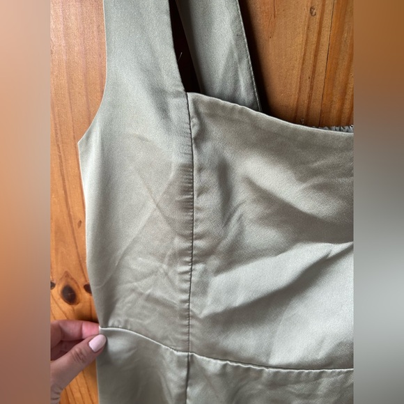 Show Me Your Mumu XXL Claire Midi Dress in Moss Green Luxe Satin - Picture 10 of 11